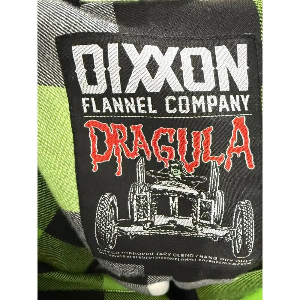 Dixxon Flannel Co Dragula Womens Size M Neon Green Plaid Rare Horror Limited - Picture 2 of 3